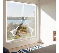 Mosquitera Magnética para Ventanas 145 x 150 cm sin Taladrar Ni Atornillar Mosquiteras Lavables para Balcón Corredera Terraza, Blanco