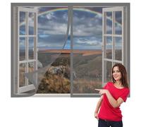 Mosquitera Magnética para Ventanas 50 x 125 cm Imanes Se Cierran Automáticamente Mosquitera Magnética Ventanas Fácil de Limpiar Adecuada para Decoración Del Hogar, Gris