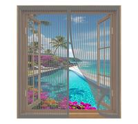Mosquitera Magnetica para Ventanas 50 x 95 cm Fácil Instalación sin Taladrar, Fácil de Limpiar Pegajoso Cortina Pantalla para Todas Las Ventanas, Gris