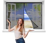 Mosquitera Magnética para Ventanas, 55x110cmCortina de Malla, Cierre Magnético Automático de Arriba a Abajo, Mantiene el Aire Fresco，Negra