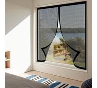 Mosquitera Magnética para Ventanas 60 x 65 cm Protección Contra Mosquitos y Moscas Mosquitera Ventanas Adhesiva Fácil de Limpiar Adecuada para Decoración Del Hogar, Negro