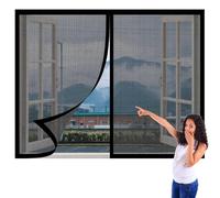 Mosquitera Magnética para Ventanas 95 x 110 cm Imanes Se Cierran Automáticamente Window Mosquito Net Fácil Instalación Adhesiva para Balcón Corredera Terraza, Negro