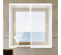 Mosquitera Magnética para Ventanas 95 x 110 cm Protección Contra Mosquitos y Moscas Mosquitera Magnética Ventana Lavables para Balcón Corredera Terraza, Blanco