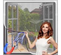 Mosquitera magnética para Ventanas, mosquitera Ajustable para Ventanas, Mantiene Insectos, Moscas y Mosquitos Fuera, Marco Blanco, Malla Gris (100x120cm)