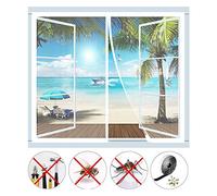 Mosquitera magnética para ventanas o puertas de balcón, autosellada, mosquitera para la mayoría de los tipos de ventana o puerta de balcón, color blanco, 145 x 160 cm
