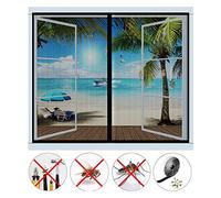 Mosquitera magnética para ventanas o puertas de balcón, autosellada, para la mayoría de los tipos de ventana o puerta de balcón, 70 x 125 cm, color negro