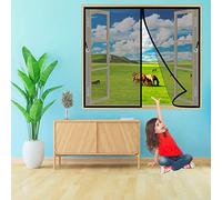 Mosquitera magnética para Ventanas y ventana 160x115 cm Se cierra automáticamente y es fácil de instalar, para Ventanas Abatible balcón sala estar patio Negro Z