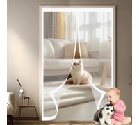 Mosquitera Magnetica Puerta 175 x 180 cm Protección Contra Insectos, Malla Fina, Mantiene El Aire Fresco, Mosquiteras Magnética para Puerta de Balcón, de Patio, Blanco