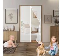 Mosquitera Magnetica Puerta 85 x 180 cm Cierre Automático, sin Taladrar, Antimosquitos, Fácil Instalación, Mosquiteras Enrollables para Puerta Corredera, de Salón, Blanco