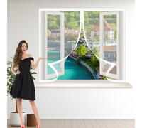 Mosquitera Magnética Ventana 100 x 125 cm Instalación Fácil sin Taladrar Cortina Mosquitera Magnética Alta Transpirabilidad para Ventana Autoadhesiva Ventanas, Blanco