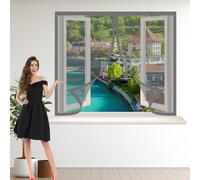 Mosquitera Magnética Ventana 100 x 125 cm Instalación Fácil sin Taladrar Cortina Mosquitera Magnética Alta Transpirabilidad para Ventana Autoadhesiva Ventanas, Gris