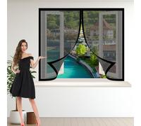 Mosquitera Magnética Ventana 100 x 125 cm Instalación Fácil sin Taladrar Cortina Mosquitera Magnética Alta Transpirabilidad para Ventana Autoadhesiva Ventanas, Negro