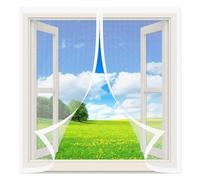 Mosquitera Magnetica Ventana 100 x 98 cm sin Taladrar Cortina Mosquiteras Magnética Aislamiento Transparente para Ventanas Balcón Patio, Blanco