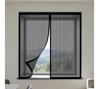 Mosquitera Magnetica Ventana 105 x 110 cm sin Taladrar Ni Atornillar Mosquitera Ventanas Adhesiva Lavables para Balcón Corredera Terraza, Negro