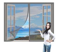 Mosquitera Magnetica Ventana 110 x 125 cm Imanes Se Cierran Automáticamente Pantalla Magnética Ajustable Ventana de Bricolaje Lavables para Todas Las Ventanas, Gris