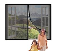 Mosquitera Magnetica Ventana 129 x 130 cm sin Taladrar Mosquiteras Magnética Anti Insectos Cierre Magnético Automático para Balcón y Puerta Ventana, Negro