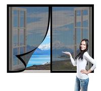 Mosquitera Magnetica Ventana 140 x 160 cm Imanes Se Cierran Automáticamente Pantalla Magnética Ajustable Ventana de Bricolaje Lavables para Todas Las Ventanas, Negro
