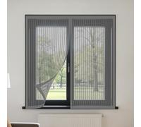 Mosquitera Magnetica Ventana 145 x 150 cm Mantiene Insectos, Moscas y Mosquitos Fuera Mosquitera Ventana Fácil de Ensamblar Autoadhesivo para Balcón Corredera Terraza, Gris