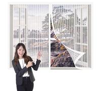 Mosquitera Magnetica Ventana 232 x 143 cm sin Taladrar Cortina Protección Contra Insectos Imán Mantiene Insectos Afuera para Todas Las Puertas y Ventanas, Blanco