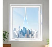 Mosquitera Magnetica Ventana 50 x 75 cm sin Taladrar Ni Atornillar Cortinas Mosquitera Ventana Fácil Instalación Adhesiva para Balcón Corredera Terraza, Blanco
