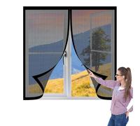 Mosquitera Magnetica Ventana 60 x 70 cm Protección Contra Mosquitos y Moscas Window Mosquito Net Lavables para Todas Las Ventanas, Negro