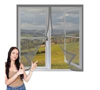 Mosquitera Magnetica Ventana 75 x 80 cm Mantiene Insectos, Moscas y Mosquitos Fuera Mosquitera Ajustable Ventanas Fácil de Ensamblar Autoadhesivo para Todas Las Ventanas, Gris