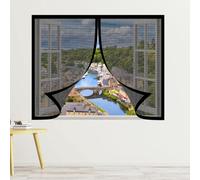Mosquitera Magnetica Ventana 80 x 160 cm sin Taladrar Ni Atornillar Mosquitera Magnética Ventana Fácil Instalación Adhesiva para de Bricolaje para Caseras Oficina, Negro