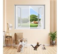 Mosquitera Magnetica Ventana 89 x 72 cm Mosquitera Ventana Ajustable Malla Fina Adiós a Los Mosquitos con Cinta de Gancho No Es Necesario Taladrar, Blanco