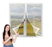 Mosquitera Magnetica Ventana 95 x 80 cm Mantiene Insectos, Moscas y Mosquitos Fuera Mosquitera Ajustable Ventanas Fácil de Ensamblar Autoadhesivo para Todas Las Ventanas, Blanco