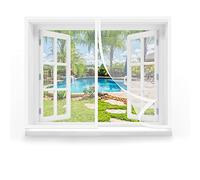 Mosquitera Magnética Ventana Cortina 140 x 120 cm Cortinas Mosquiteras con Malla Protección Contra Mosquitos y Moscas para Ventanas Balcón Patio, Blanco