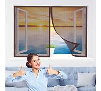 Mosquitera Magnética Ventana Cortina, 95 x 55 cm Mosquiteras con Imán para Ventana Abatible, Protección Contra Mosquitos y Moscas para Prevenir Mosquitos y Insectos Anti-Mosquito, Marrón