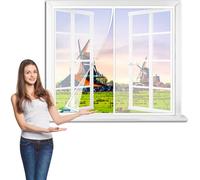 Mosquitera para 125 x 125 cm Puerta de Terraza Magnetica, Mosquiteras Enrollables Magnética Automático Mantiene los Mosquitos de Insectos Fuera para Balcones【Blanco】