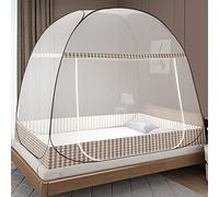 Mosquitera para cama Pop Up, plegable, red para mosquitos, portátil, tienda de campaña para dormitorio, exterior, fácil instalación, malla fina (200 x 150 x 150 cm, marrón)