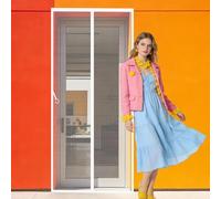 Mosquitera para Puerta 111 x 246 cm Imanes para Un Autocierre Fly Curtains for Door Resistente a La Rotura, Resistente para Todos Los Tamaños de Puertas, Blanco