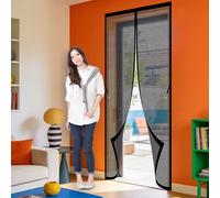 Mosquitera para Puerta 121 x 252 cm Varios Tallas Mosquitera Cortina Puerta Magnetica Transpirables, Antimosquitos para Exterior de Balcón Patio, Negro