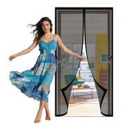 Mosquitera para Puerta 121 x 266 cm Fácil de Instalar, No Requiere Herramientas Cortina Magnética Transpirables, Antimosquitos para Puerta Exterior de Balcón Patio, Negro