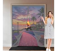 Mosquitera para Puerta 125 x 130 cm Cierre Automático, Automáticamente y Mantiene El Aire Fresco, La Cortina Magnética Es Ideal Fly Curtains for Door para Sala de Estar, Patio, Gris
