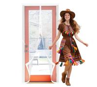 Mosquitera para Puerta 128 x 201 cm Fácil de Instalar, No Requiere Herramientas Mosquitera Magnetica Puerta Lejos de Los Mosquitos para Puertas de Balcón O Terraza, Blanco