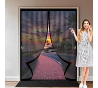 Mosquitera para Puerta 135 x 140 cm Cierre Automático, Automáticamente y Mantiene El Aire Fresco, La Cortina Magnética Es Ideal Fly Curtains for Door para Sala de Estar, Patio, Negro
