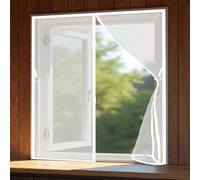 Mosquitera para Puerta 140 x 170 cm Antimosquitos con Imanes Protección Contra Insectos Que Entre Aire Fresco Fácil Instalación sin Taladrar, Blanco