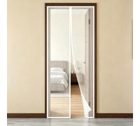 Mosquitera para Puerta 145 x 150 cm Cierre Automático Cortina Mosquitera Puerta Exterior Fácil Instalación sin Taladrar para Dormitorio Cocina, Correderas Garaje, Blanco
