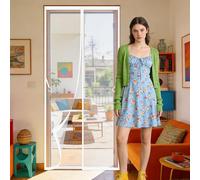 Mosquitera para Puerta 150 x 190 cm Imán sin Necesidad de Taladrar Mosquitera Imantada Puerta Resistente para Puertas de Patio y Balconeras, Blanco