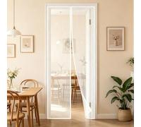 Mosquitera para Puerta 155 x 212 cm Cierre Automático Mosquitera Cortina Puerta Magnetica Fácil Instalación sin Taladrar para Balcón Salón Dormitorio de Patio, Blanco