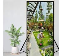 Mosquitera para Puerta 180 x 200 cm Cierre Automático Mosquitera Cortina Puerta Magnetica Fácil Instalación sin Taladrar para Balcón Salón Dormitorio de Patio, Negro