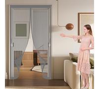 Mosquitera para Puerta 186 x 218 cm Cierre Automático, Automáticamente y Mantiene El Aire Fresco, La Cortina Magnética Es Ideal Puerta de Malla Magnética para Sala de Estar, Patio, Gris