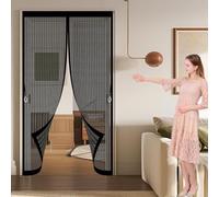 Mosquitera para Puerta 188 x 190 cm Cierre Automático, Automáticamente y Mantiene El Aire Fresco, La Cortina Magnética Es Ideal Puerta de Malla Magnética para Sala de Estar, Patio, Negro