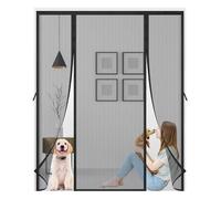 Mosquitera para Puerta(195x200cm,Negro) Doble Apertura Lateral Puerta Corredera cortina de malla, junta magnética de arriba a abajo con cierre automático,mantiene el aire fresco en el interior