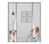 Mosquitera para Puerta(225x250cm,gris) Doble Apertura Lateral Puerta Corredera cortina de malla, junta magnética de arriba a abajo con cierre automático,mantiene el aire fresco en el interior