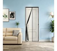Mosquitera para Puerta 70 x 140 cm Cierre Automático Cortina Mosquitera Puerta Exterior Fácil Instalación sin Taladrar para Balcón Salón Dormitorio de Patio, Negro