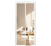 Mosquitera para Puerta 70 x 140 cm Cierre Automático Cortina Mosquitera Puerta Exterior Fácil Instalación sin Taladrar para Balcón Salón Dormitorio de Patio, Blanco
